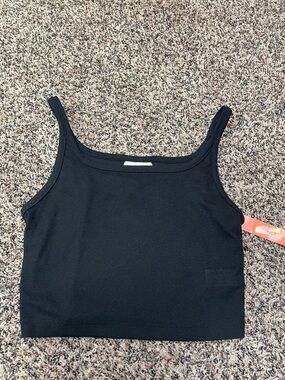Black Ribbed Crop Tank Top by Colsie Small NWT